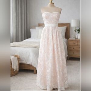 Erin Fetherston Comfortable Ivory Lace with Peachy Pink Underlay Dress Size 6